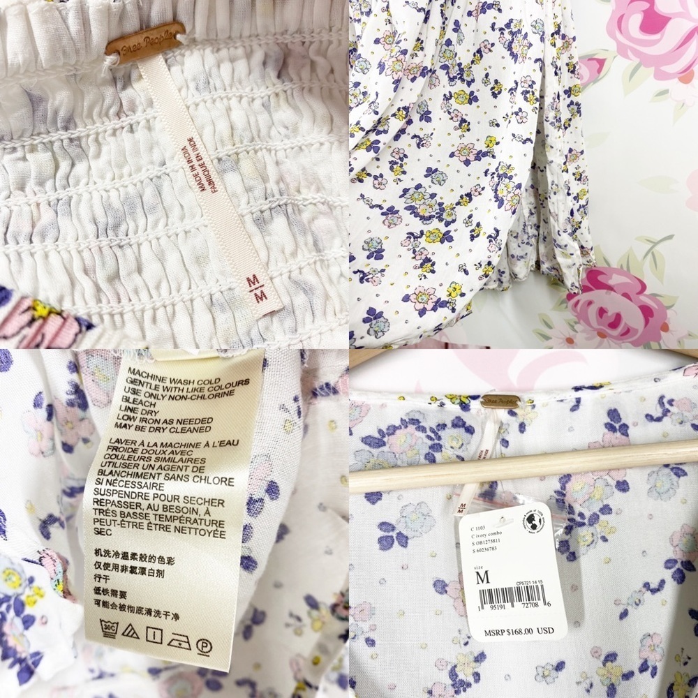 NEW Free People Secret Garden Cottagecore Floral Ruffle Maxi Skirt Set M - Picture 16 of 16